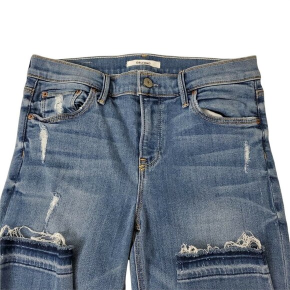 GRLFRND Jeans‎ 28 Blue Skinny Candice Mid Rise Distressed Raw Hem Stretch - Picture 2 of 11